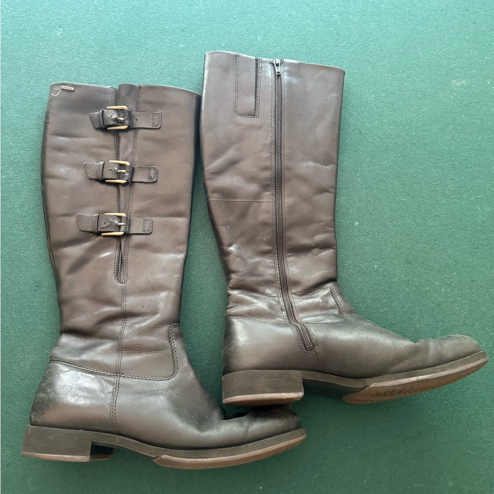 Ecco Black Over the Knee Boots with Buckle Accents